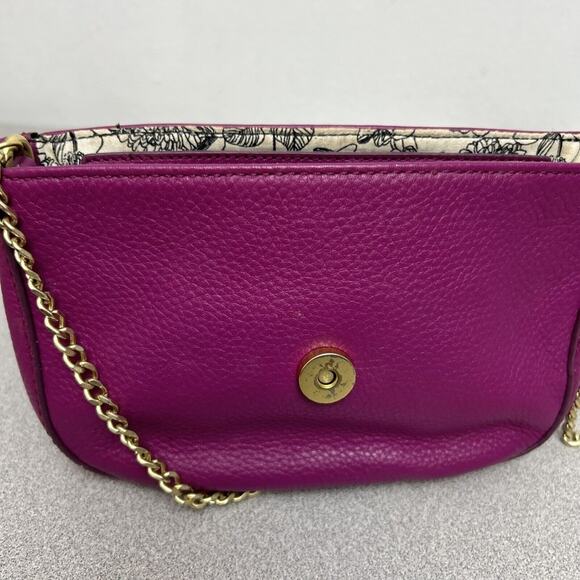 Vera Bradley Carson Deep Pink Pebbled Leather Mini Crossbody Saddlebag - Picture 10 of 11